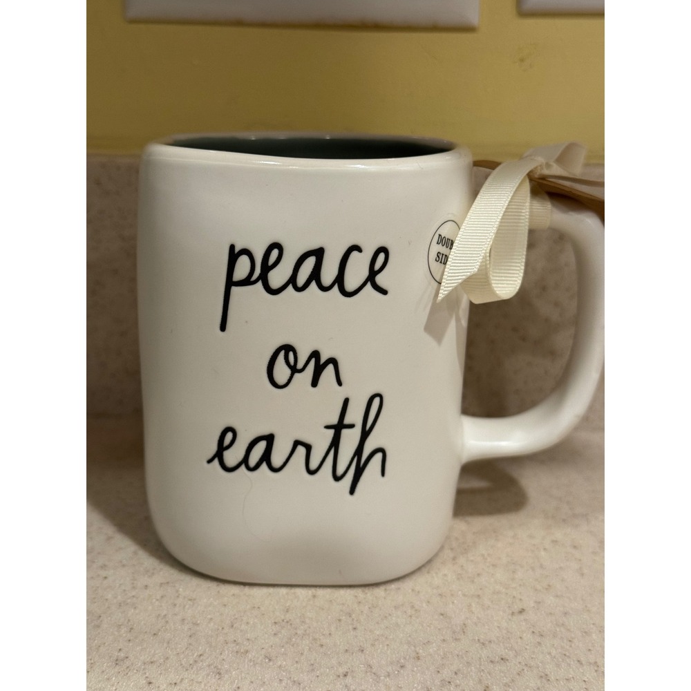 Rae Dunn Peace On Earth Double Sided Mug With Dove On Back